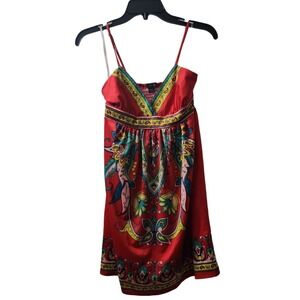 Twenty‎ One Dress Red Paisley Print Sleeveless Mini Smocked Casual S